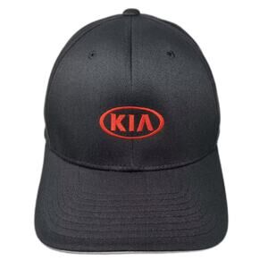 WearGuard KIA Logo Baseball Cap Hat Black Red Size L Flexfit Embroidered Curved